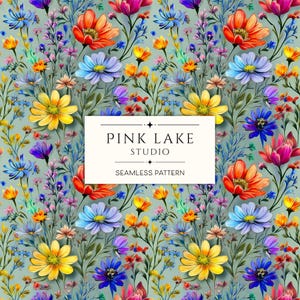 Boho Wildflowers Seamless Pattern, Cottagecore Seamless, Wildflower Seamless, Summer Spring Floral Boho Floral Repeat Pattern Surface Design