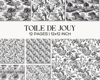 Toile De Jouy Seamless Patterns, Vintage French Floral (Digital Download)