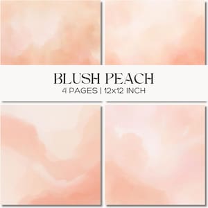 Blush Peach Watercolor Texture Backgrounds, Abstract Digital Paper (Digital Download)
