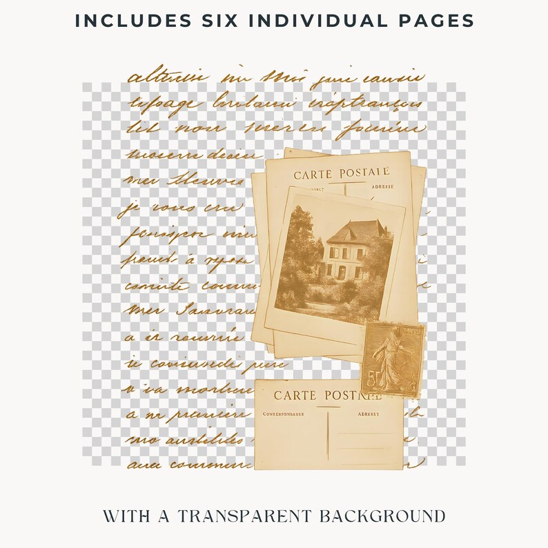 Old Scripts Transparent French Script Ephemera Transparent PNG Overlays, Calligraphy Pages ...