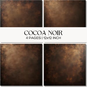 Zestaw tekstur papieru Cocoa Noir, ciemnobrązowe tła do fotografii, ciemne tło do scrapbookingu, papier do dziennika śmieci