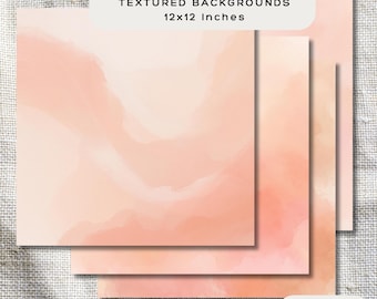 Blush Peach Abstract Watercolor Textures, Soft Pastel Digital Paper, Pink Orange Backgrounds, DIY Projects, Sublimation Design, Paper Craft