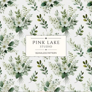 Padrão sem emendas de vegetação, papel digital floral aquarela, fundo botânico, folhas verdes para impressão, design de casamento, papel para scrapbook