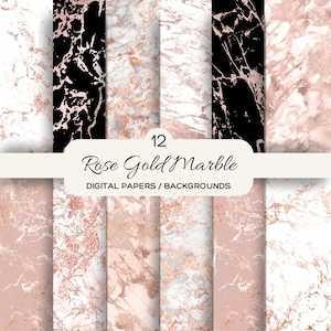 Rose Gold Marmor Digitales Papier, Folientextur Hintergründe, Luxus Scrapbook Papier, Elegante Marmor Texturen, 12x12 Rose Gold Papiere