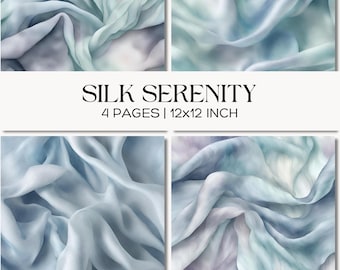 Silk Serenity Textures, Abstract Soft Fabric Backgrounds, Tie Dyed Digital Paper, Scrapbook, Junk Journal