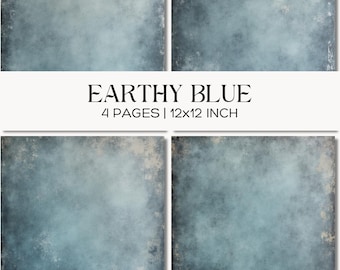 Earthy Blue Distressed Canvas Texture Set, Printable Grunge Backgrounds Scrapbooking, Paper Crafting