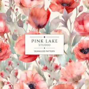 Papier numérique Coquelicot de Californie, Modèle sans couture de fleurs de naissance d'août, Aquarelles de coquelicots, Arrière-plans floraux, Scrapbooking, Faire-parts