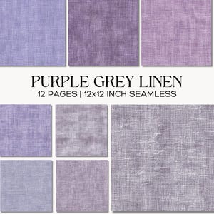 Purple Grey Linen Textures, Seamless Fabric Backgrounds for Scrapbooking, Junk Journals and Paper Crafters