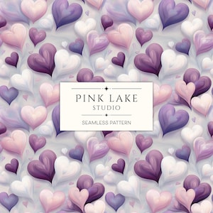 Stofpatroon paars en roze hart – Romantische Valentijnsdag Surface Design – Naadloze digitale print voor naaien en knutselen – scrapbooking