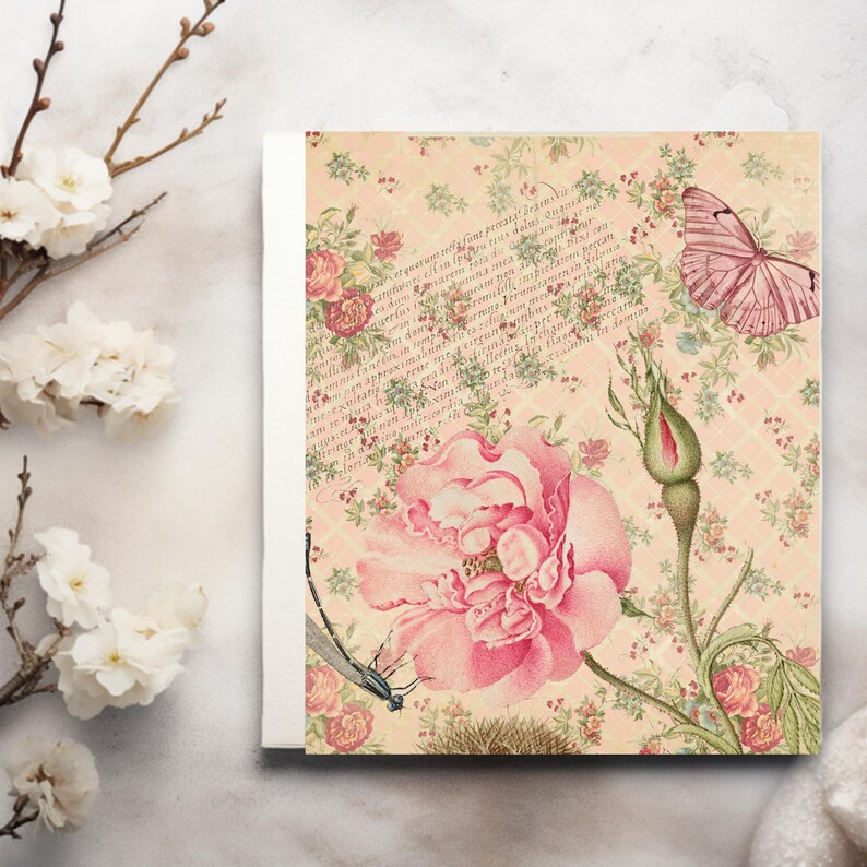 French Roses Digital Paper Pack, Vintage Floral Scrapbook Backgrounds ...