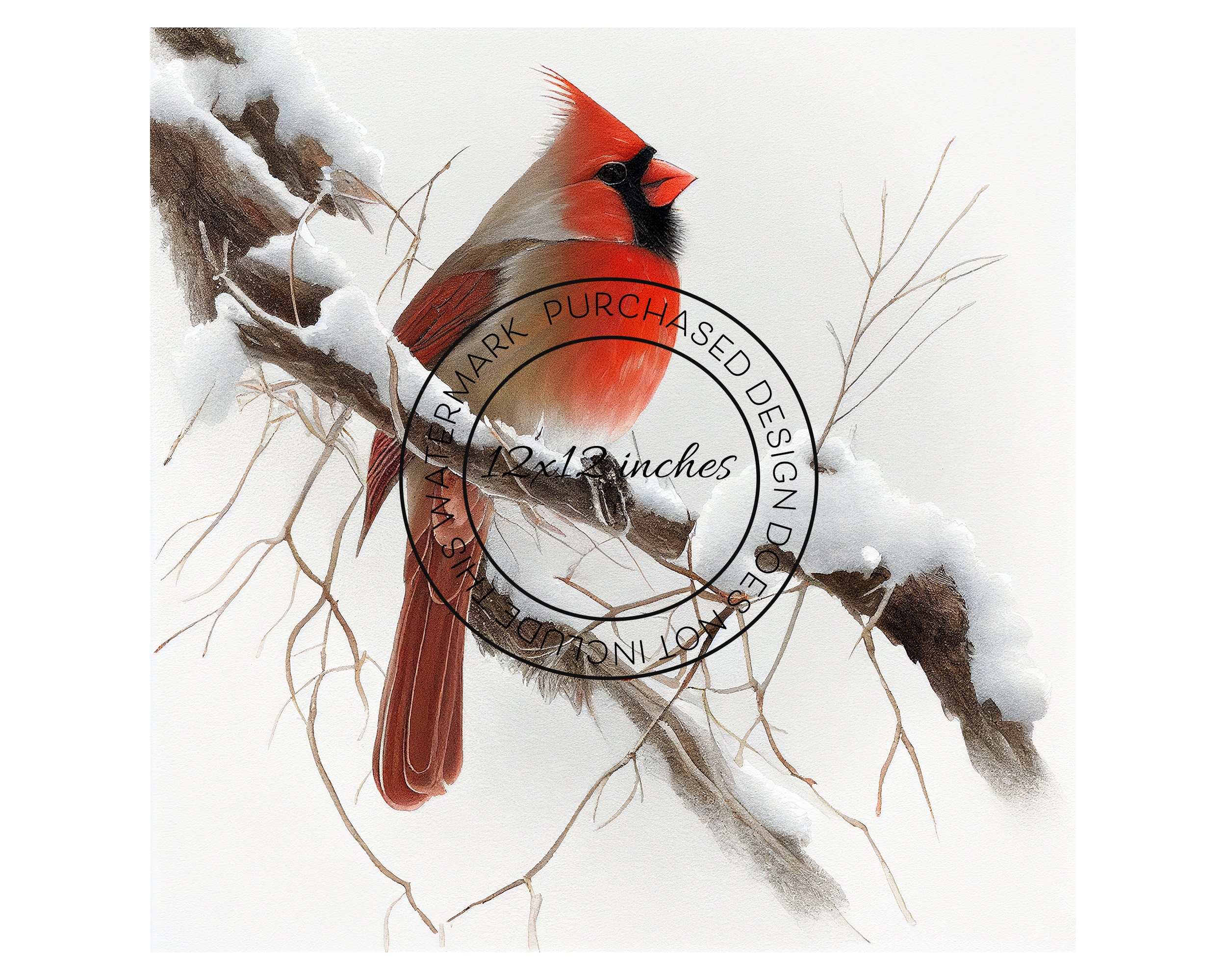 Cardinal Art Print Winter Wall Decor Bird Printable Winter - Etsy