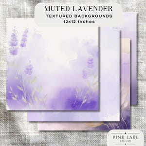 Papel digital lavanda apagado, fondos de acuarela suaves, papel para álbum de recortes morado pastel, hojas de diario imprimibles, texturas lilas sutiles