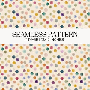 Patrón sin costuras de lunares de acuarela, pastel neutro, álbum de recortes, manualidades de papel, diario basura