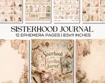 Sisterhood Travel Journal Kit Vintage Friendship Ephemera with Cards Labels Envelopes and Tags