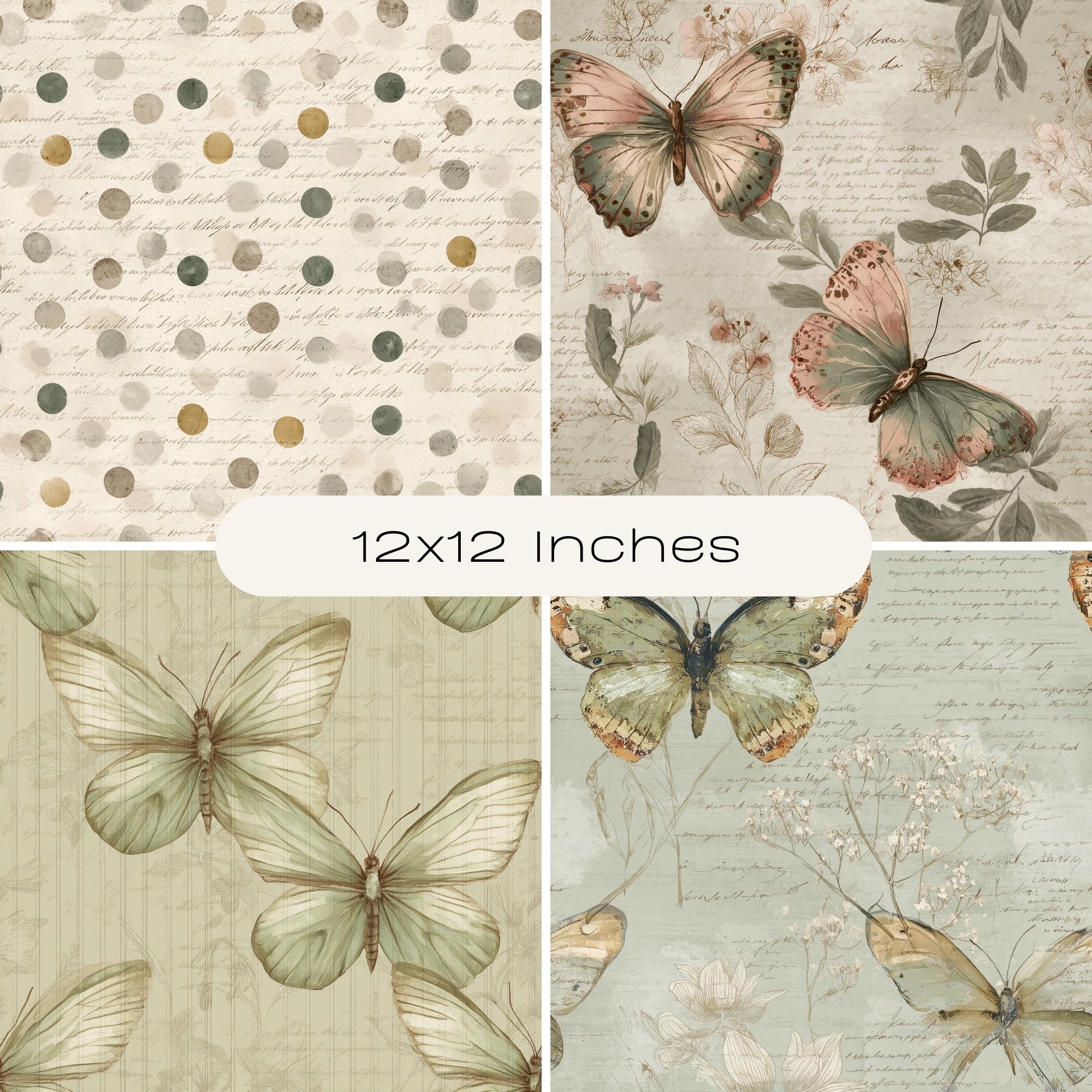 Butterfly Seamless Pattern Bundle, Sage Green Toile, Cottagecore ...