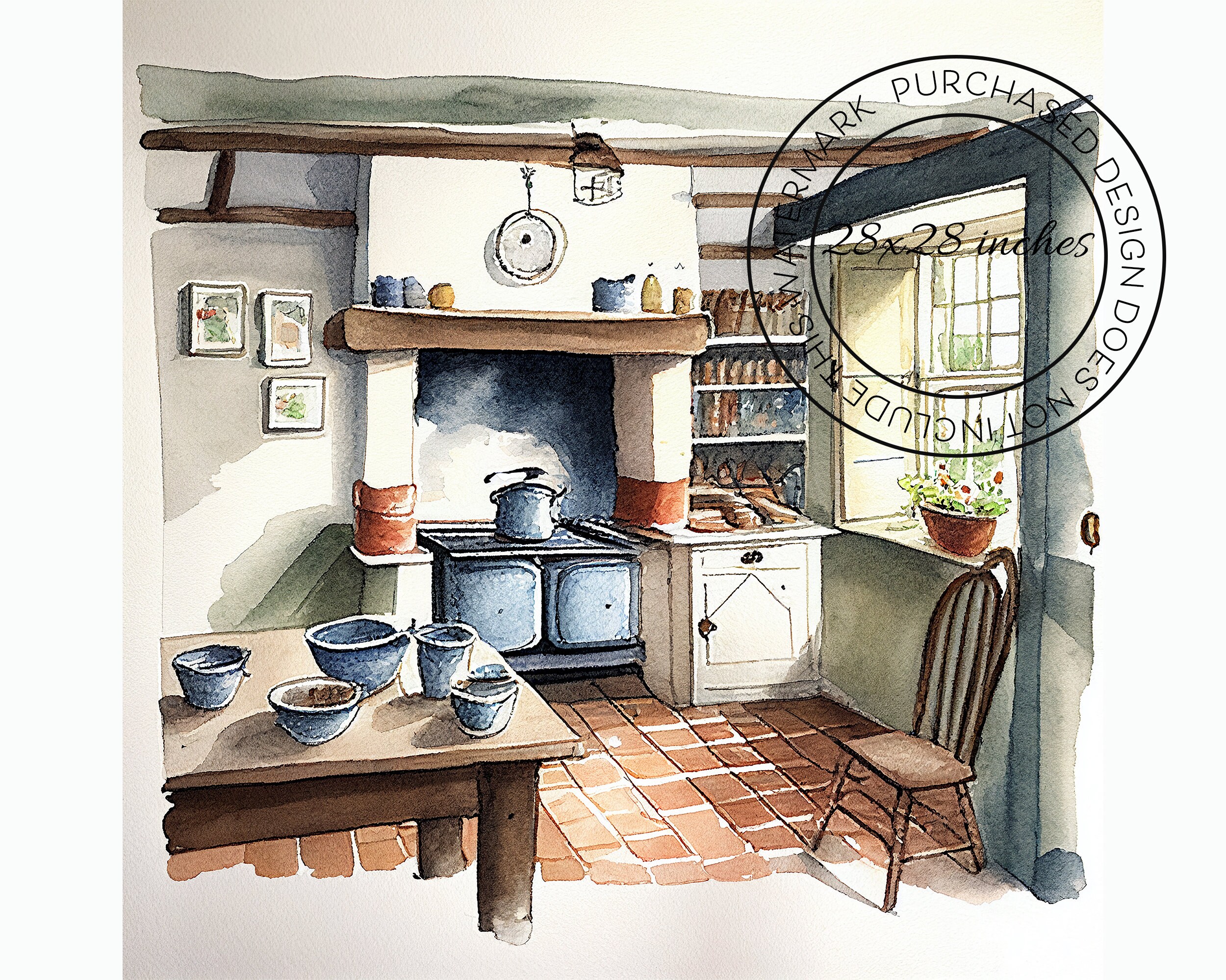 Country Kitchen Set of 5 Prints Farmhouse Kitchen Clipart Etsy