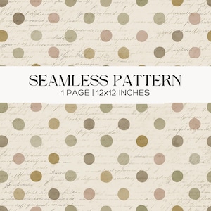 Patrón vintage de lunares sin costuras, color salvia, rubor, mostaza, estilo cottagecore, álbum de recortes, manualidades de papel, diario basura