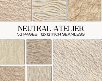 Neutral Atelier, Mega Texture Collection, Seamless Neutral Papers, Natural Beige, Tan, Light Brown Patterns