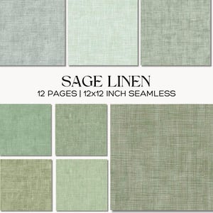 Paquete de papel digital sin costuras con textura de lino salvia, estampado de tela verde suave, fondos rústicos neutros