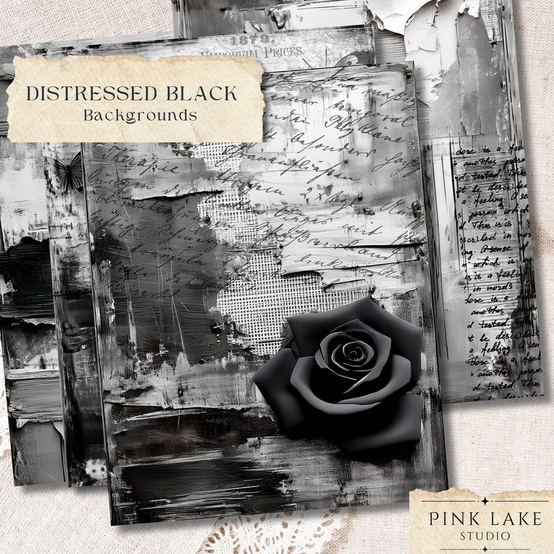 Black and White Distressed Junk Journal Pages, Vintage Grunge Printable ...