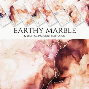 Earthy Marble Textures Digital Paper Pack, 12 Abstract Alcohol Ink Backgrounds for Scrapbooking, Card Making, and Crafts – Instant Download