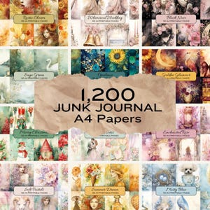 1200 papiers numériques pour le journal indésirable, kit de scrapbooking éphémère vintage, fournitures d'artisanat imprimables pages d'arrière-plan en téléchargement immédiat, feuilles de collage