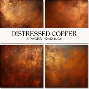 Distressed Copper Texture Backgrounds, Industrial Steampunk Digital Paper Set, Shiny Metallic, Industrial