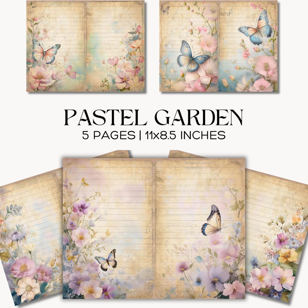 Pastel Garden Junk Journal Kit, Shabby Chic Floral Ephemera, Printable ...