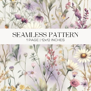 Naadloze bloemmotief, delicate weide bloemen digitaal papier, sierlijke botanische achtergrond voor stof, scrapbooking en ambachten