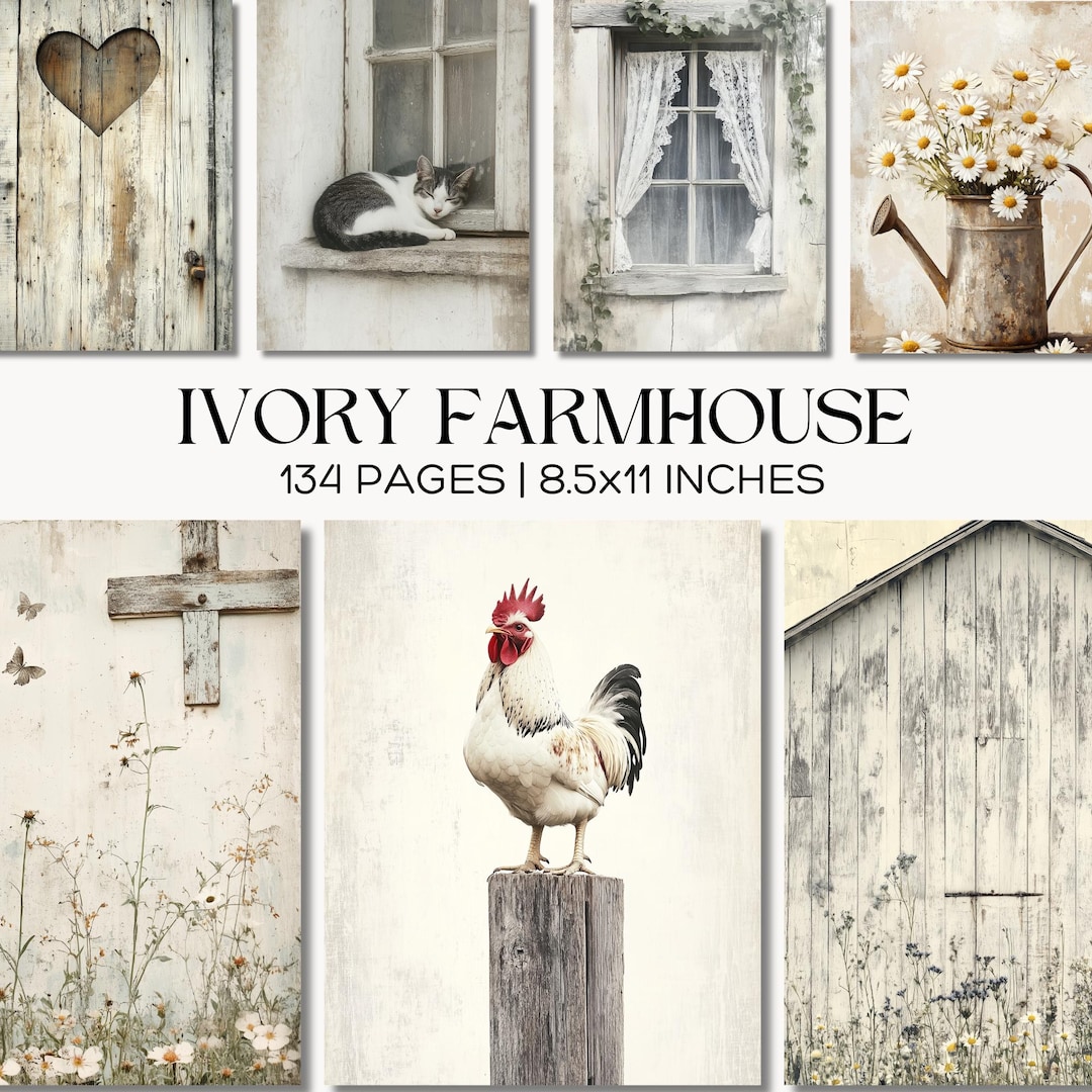 Farmhouse Junk Journal Pages, Rustic Ephemera, Shabby Chic Digital ...