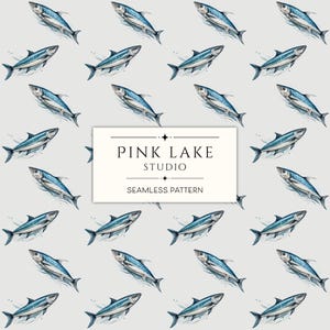 Fishermen Aesthetics Sardine Seamless Pattern, Carta digitale con pesci nautici, Sfondo ripetuto con arte murale costiera, Carta da parati a tema oceano