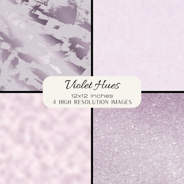 Violet Hues Textured Backgrounds, 12x12 Inch Digital Paper, Stationery Printable, DIY Card, Purple Lilac Branding Palette, Glitter Texture