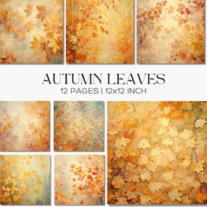 Papier numérique Feuilles d'automne, arrière-plans d'automne (12 textures JPG) (téléchargement numérique)