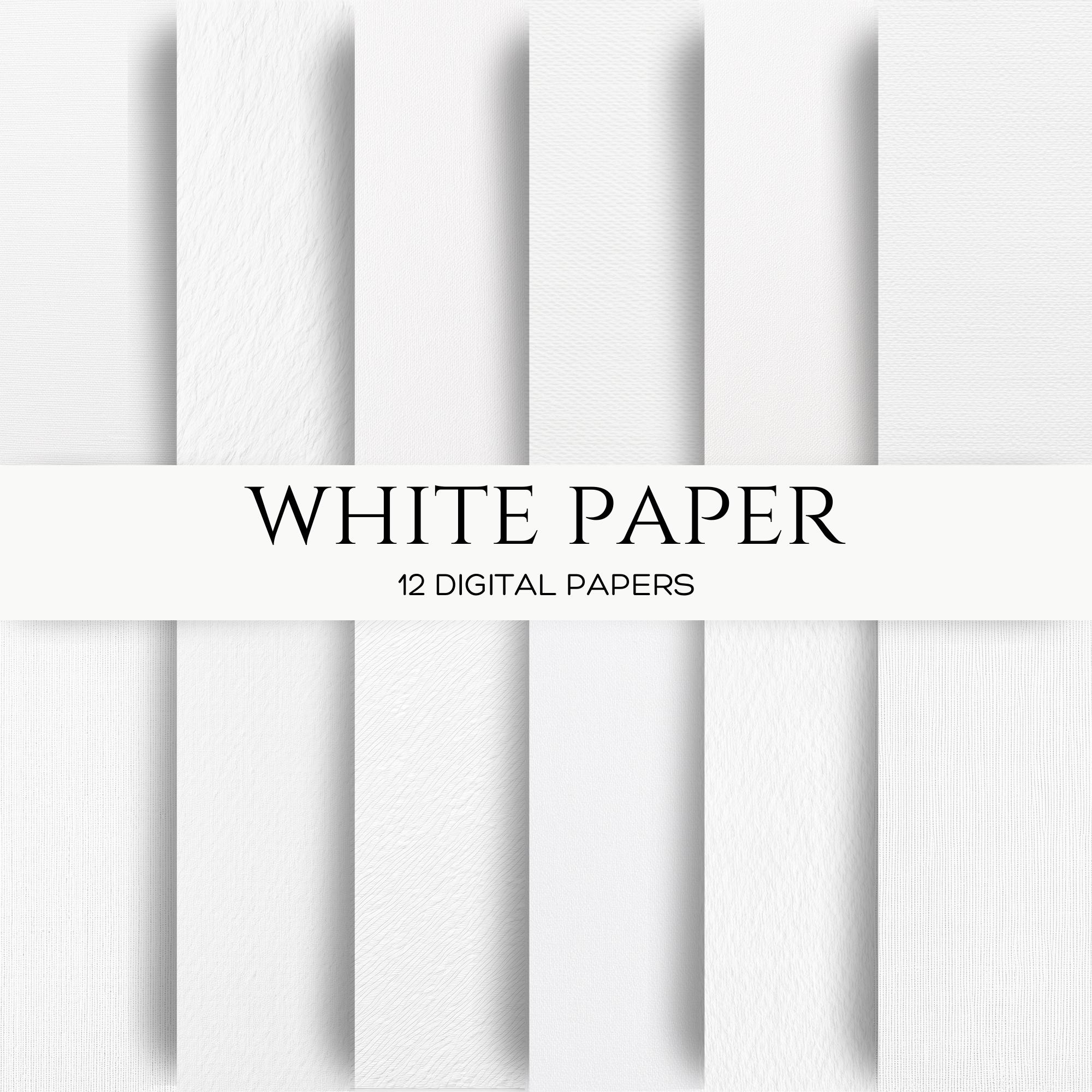 White Paper Textures for Artists, Digital Paper Pack for Creative Projects, High Quality Fine Art Lightly Textured Paper 12 Inch Backgrounds