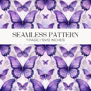 Padrão sem costura de borboleta roxa, estampa repetida para tecido, scrapbooking, artesanato em papel, papel digital para diário de arte.