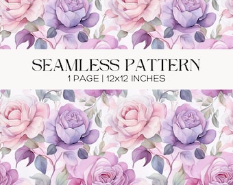 Lavendel und rosa Rose Musterdesign, romantisches Cottage Blumenmuster, Scrapbook, Papercraft