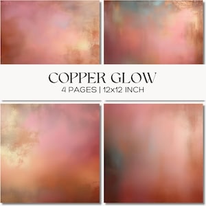 Copper Glow Texture Backgrounds, Distressed Blush & Rose Gold Metallic Abstract, Industrial Digital Paper Set