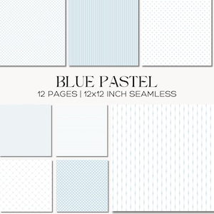 Patrones para baby shower en tonos pastel azul: papel geométrico para scrapbooking (descarga digital)
