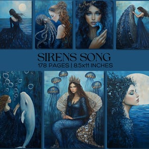 Sirene Junk Journal Seiten, Meerjungfrau Ephemera, Ocean Fantasy Digitales Papier Aquarell Meerestiere, Mythisches Scrapbook Kit nautisches Briefpapier