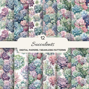 Aquarell Sukkulenten, Kakteen Digitales Papier, druckbare nahtlose Muster, kommerzielle Nutzung Hintergrund, Scrapbooking Muster, Journaling