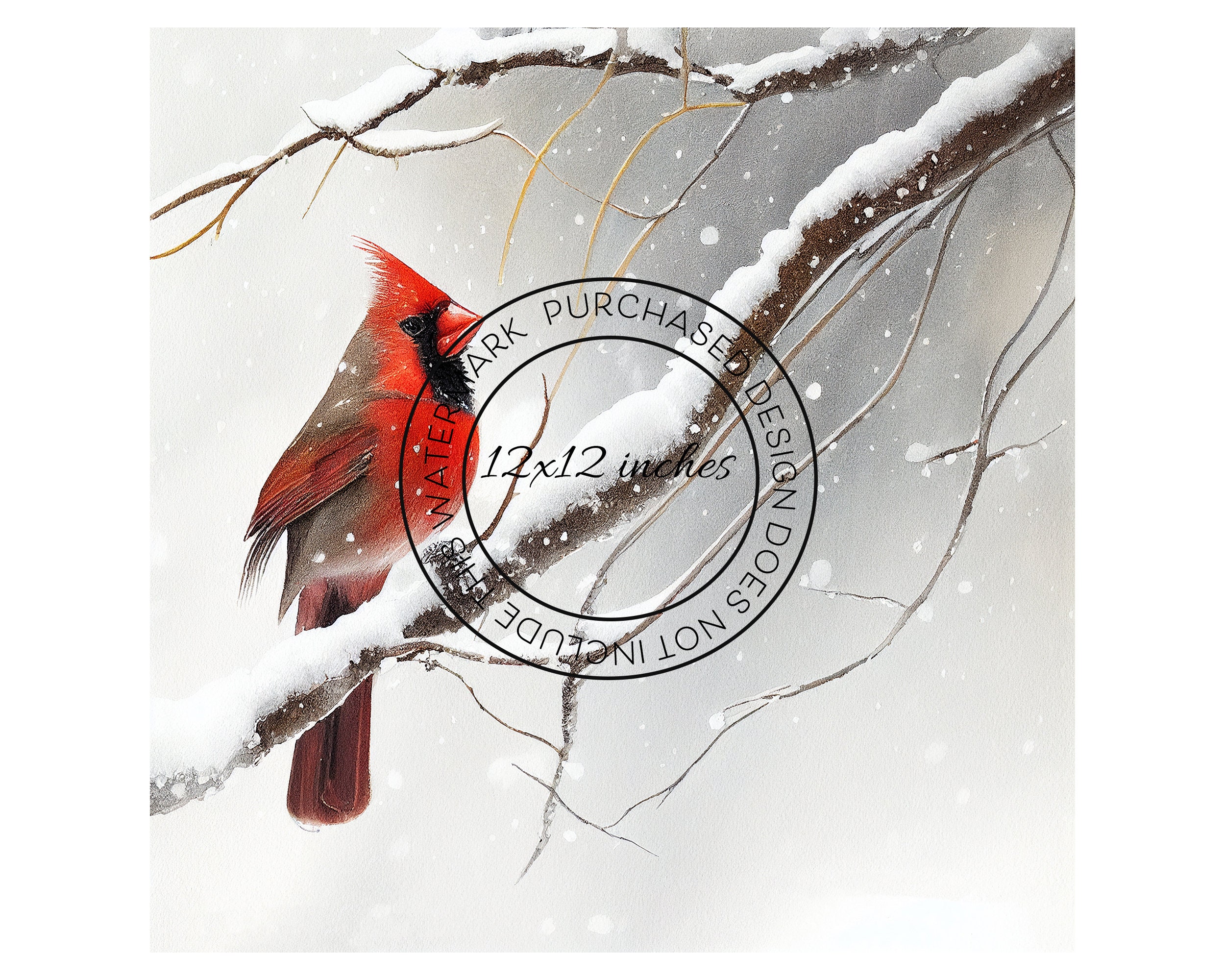 Cardinal Art Print, Winter Wall Decor, Bird Printable Winter Art Set of ...