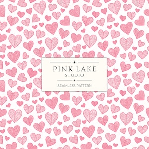 Pink Heart Seamless Pattern, Cute Valentine Digital Paper, Romantic Background, Scrapbooking, Junk Journal, Card Making 12x12 Inch JPG File