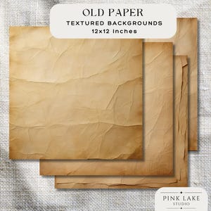 Vintage Aged Paper Textures, Wrinkled Old Paper Backgrounds, Grunge Scrapbook Paper Pack, Antique Beige Parchment Digital Paper