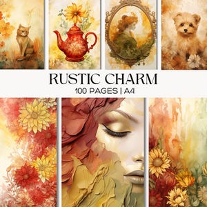 Kit de scrapbooking rustique, papier scrapbooking automnal, embellissements d'automne chaleureux, feuilles de collage pour créations d'automne