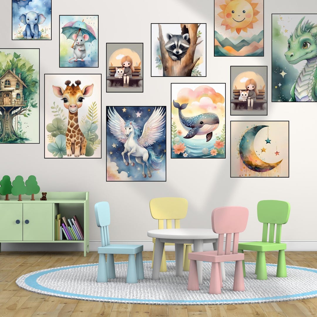 Kids Room Wall Art, 100 Nursery Prints, Colourful Kids Decor ...