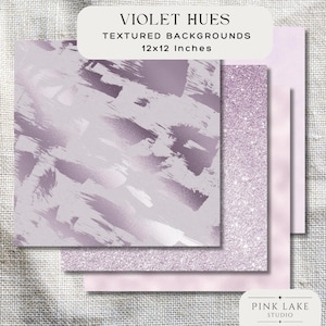 Fundos texturizados em tons violeta, pacote de papel digital 12x12, texturas de lavanda roxa para scrapbooking, artesanato em papel, diários e cartões