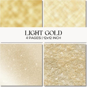 Texturas de oro claro, papel digital metálico brillante, fondo con purpurina para papelería y álbumes de recortes.