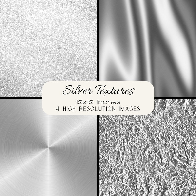 Silver Texture Digital Paper, Silver Foil, Brushed Metal, Silver