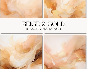 Beige Gold Abstract Texture Paper, Watercolor Wash Backgrounds, Mixed Media Paper Craft, Scrapbook Pages