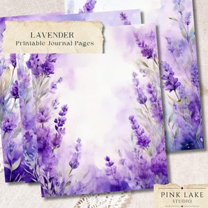 Lavender Floral Digital Paper, Purple Watercolor Backgrounds, Junk Journal Pages, Unlined Paper, Card Making, Scrapbook Printable Note Paper